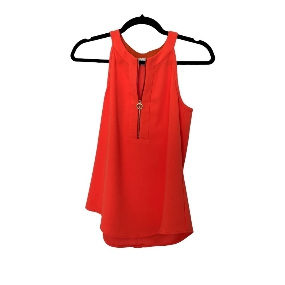 Trina Turk Orange Sleeveless Zip Front Blouse Tank Top | XS